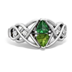 Lab Emerald Keepsake Celtic Knot 14K White Gold ring R5300