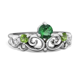 Lab Emerald Crown Keepsake 14K White Gold ring R5740