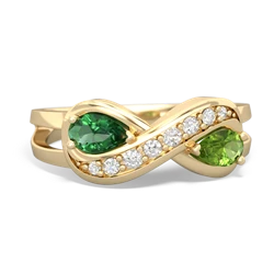 Lab Emerald Diamond Infinity 14K Yellow Gold ring R5390