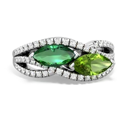 Lab Emerald Diamond Rivers 14K White Gold ring R3070