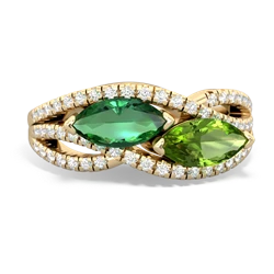 Lab Emerald Diamond Rivers 14K Yellow Gold ring R3070