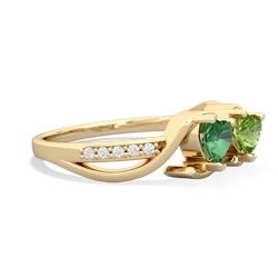 Lab Emerald Side By Side 14K Yellow Gold ring R3090