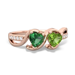 Lab Emerald Side By Side 14K Rose Gold ring R3090