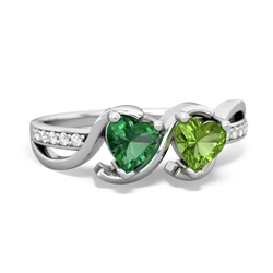 Lab Emerald Side By Side 14K White Gold ring R3090