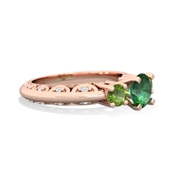 Lab Emerald Art Deco Eternal Embrace Engagement 14K Rose Gold ring C2003