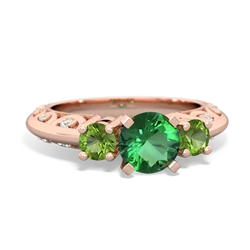 Lab Emerald Art Deco Eternal Embrace Engagement 14K Rose Gold ring C2003