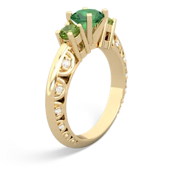 Lab Emerald Art Deco Eternal Embrace Engagement 14K Yellow Gold ring C2003