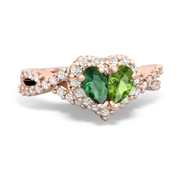 Lab Emerald Diamond Twist 'One Heart' 14K Rose Gold ring R2640HRT