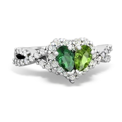 Lab Emerald Diamond Twist 'One Heart' 14K White Gold ring R2640HRT