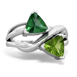 Lab Emerald Split Band Swirl 14K White Gold ring R2341