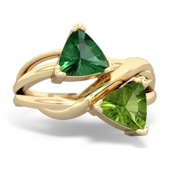 Lab Emerald Split Band Swirl 14K Yellow Gold ring R2341