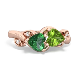 Lab Emerald Floral Elegance 14K Rose Gold ring R5790