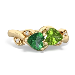 Lab Emerald Floral Elegance 14K Yellow Gold ring R5790