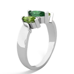 Lab Emerald Three Peeks 14K White Gold ring R2433