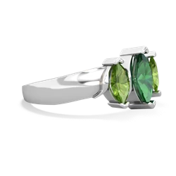 Lab Emerald Three Peeks 14K White Gold ring R2433