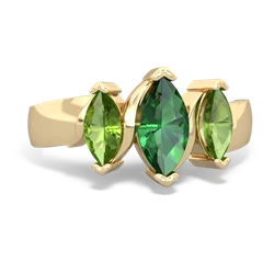 Lab Emerald Three Peeks 14K Yellow Gold ring R2433