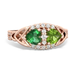 Lab Emerald Sparkling Celtic Knot 14K Rose Gold ring R2645