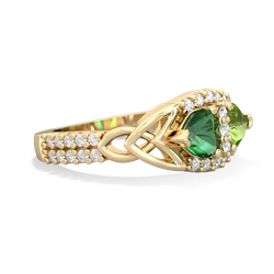 Lab Emerald Sparkling Celtic Knot 14K Yellow Gold ring R2645