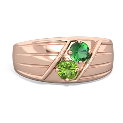 Lab Emerald Men's Streamline 14K Rose Gold ring R0460