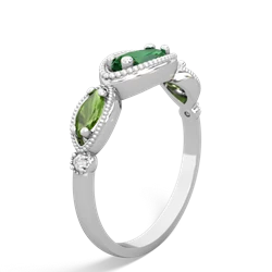 Lab Emerald Milgrain Marquise 14K White Gold ring R5700