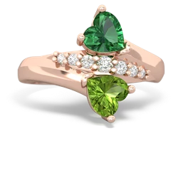 Lab Emerald Heart To Heart 14K Rose Gold ring R2064