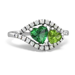 Lab Emerald Mother And Child 14K White Gold ring R3010