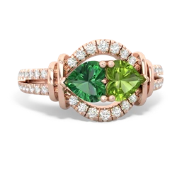 Lab Emerald Art-Deco Keepsake 14K Rose Gold ring R5630