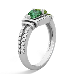 Lab Emerald Art-Deco Keepsake 14K White Gold ring R5630