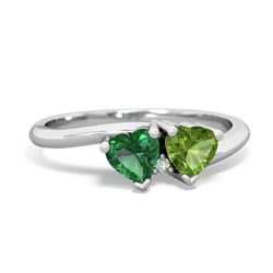 Lab Emerald Sweethearts 14K White Gold ring R5260