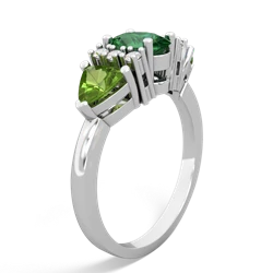 Lab Emerald Antique Style Three Stone 14K White Gold ring R2186