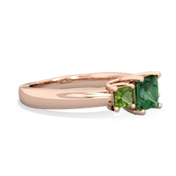 Lab Emerald Three Stone Trellis 14K Rose Gold ring R4015