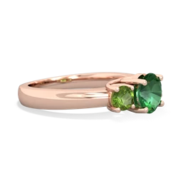 Lab Emerald Three Stone Round Trellis 14K Rose Gold ring R4018