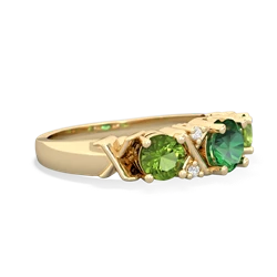 Lab Emerald Hugs And Kisses 14K Yellow Gold ring R5016