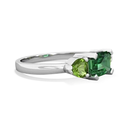 Lab Emerald Three Stone 14K White Gold ring R5235