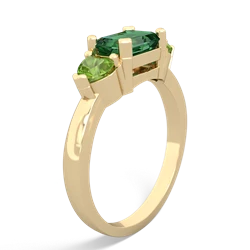 Lab Emerald Three Stone 14K Yellow Gold ring R5235