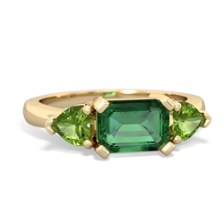 Lab Emerald Three Stone 14K Yellow Gold ring R5235