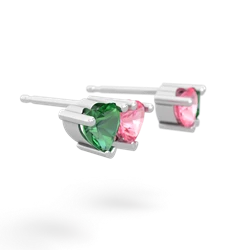 Lab Emerald Sweethearts 14K White Gold earrings E5260