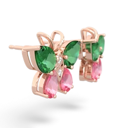 Lab Emerald Butterfly 14K Rose Gold earrings E2215