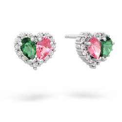 Lab Emerald Halo 14K White Gold earrings E7008