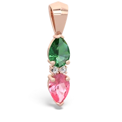 Lab Emerald Bowtie Drop 14K Rose Gold pendant P0865