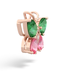 Lab Emerald Butterfly 14K Rose Gold pendant P2215