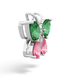 Lab Emerald Butterfly 14K White Gold pendant P2215