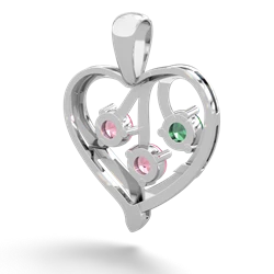 Lab Emerald Glowing Heart 14K White Gold pendant P2233