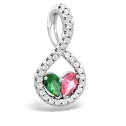 Lab Emerald Pave Twist 'One Heart' 14K White Gold pendant P5360