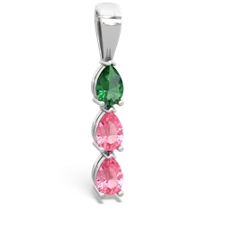 Lab Emerald Dew Drops 14K White Gold pendant P2251