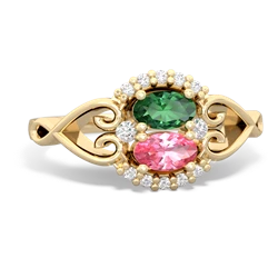 Lab Emerald Love Nest 14K Yellow Gold ring R5860