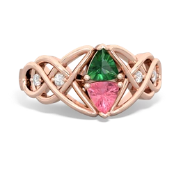 Lab Emerald Keepsake Celtic Knot 14K Rose Gold ring R5300