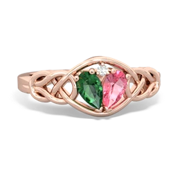 Lab Emerald Celtic Love Knot 14K Rose Gold ring R5420