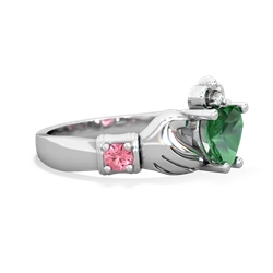 Lab Emerald Claddagh Keepsake 14K White Gold ring R5245