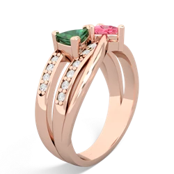 Lab Emerald Bowtie 14K Rose Gold ring R2360